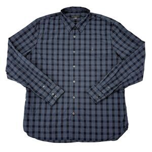 John Varvatos Shirt Mens Size‎ XL Blue Plaid Button Up Casual Basics Party